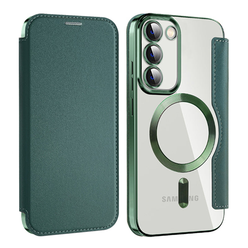 Magnetic Phone Case for Samsung Galaxy S23 PU Leather TPU Clear RFID Blocking Flip Cover with Lens Film Magnetic Phone Case for Samsung Galaxy S23 PU Leather TPU Clear RFID Blocking Flip Cover with Lens Film